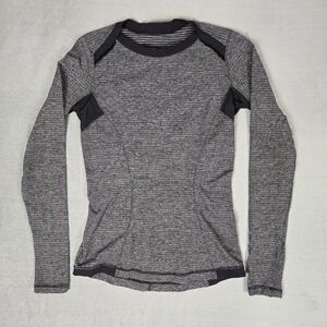 Lululemon Base Runner Long Sleeve Top Womens 6 Heathered Black‎ Gray Rulu Shirt